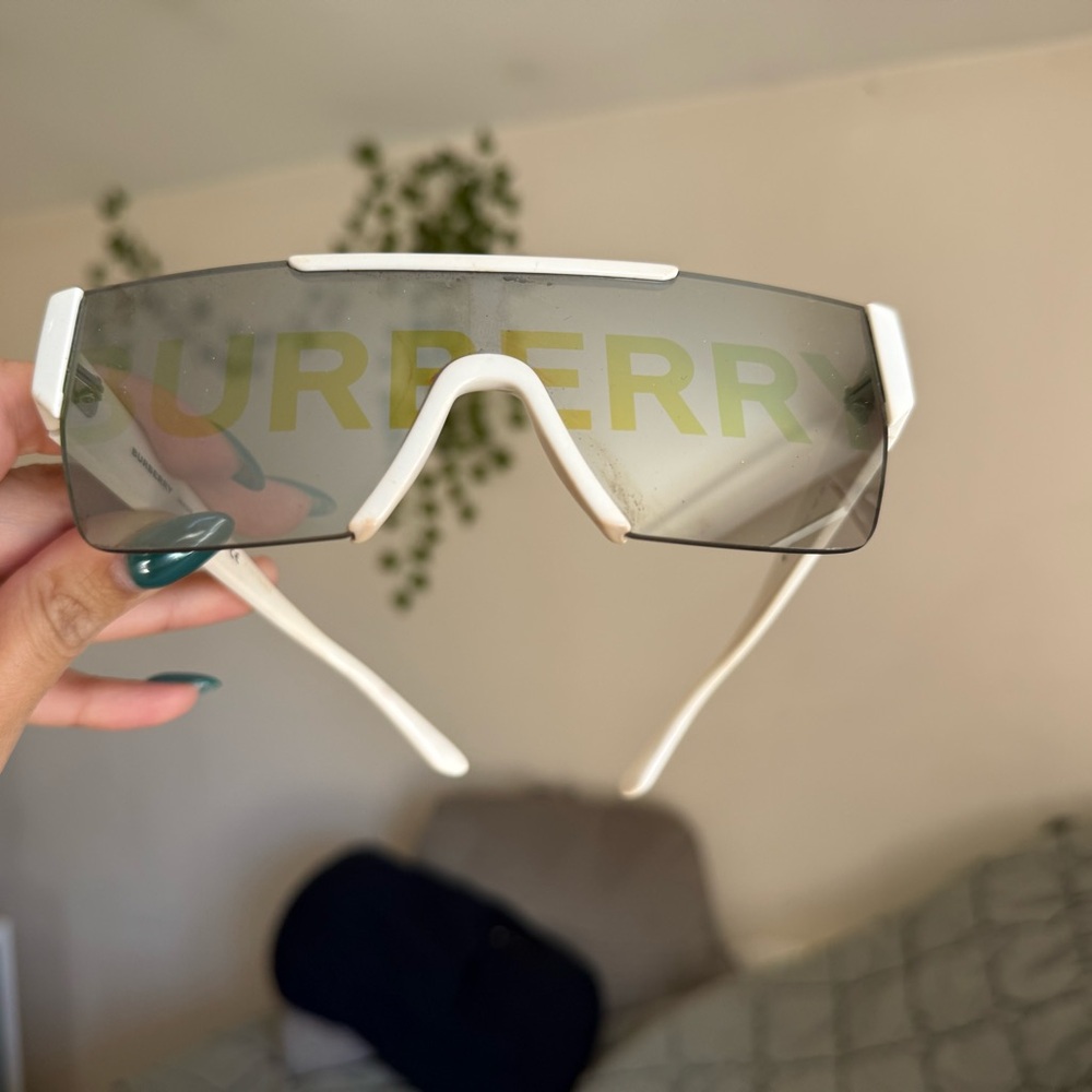 Burberry White Frame Sunglasses with Gray Lenses